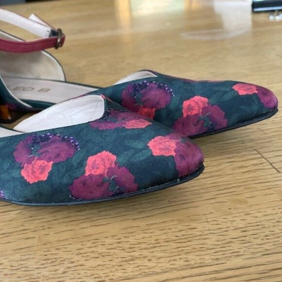 CLEO B FLATS Leather and Fabric Shoes with Ankle Strap, SIZE 38, Barely Worn - Picture 8 of 12